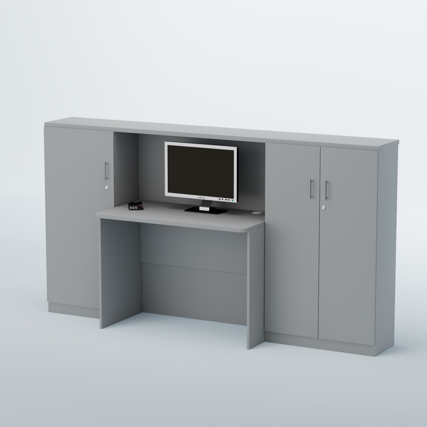 Ресепшен с закрытыми тумбами и фасадным декором серии ВЕГА №1Д Серый