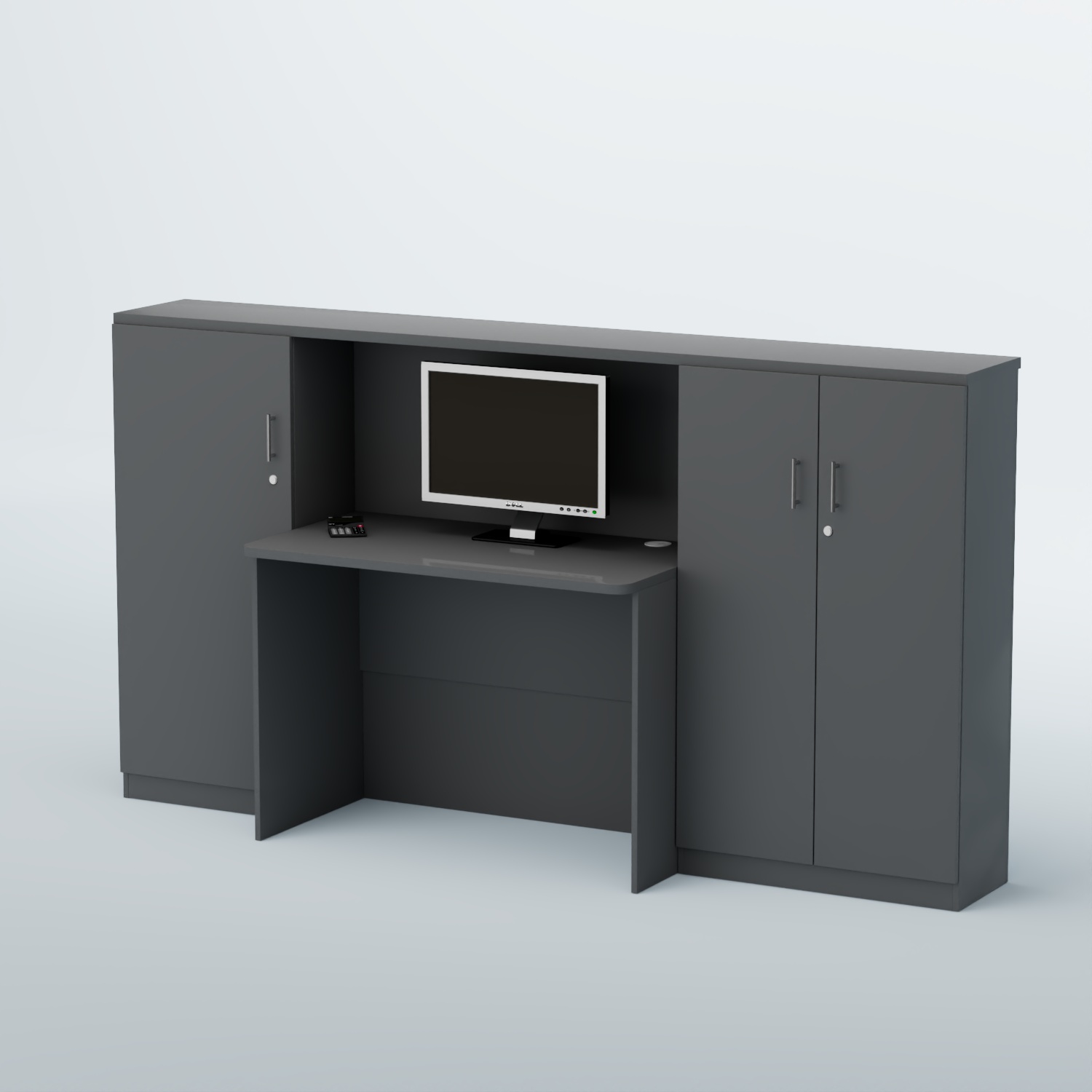 Ресепшен с закрытыми тумбами и фасадным декором серии ВЕГА №1Д Темно-Серый