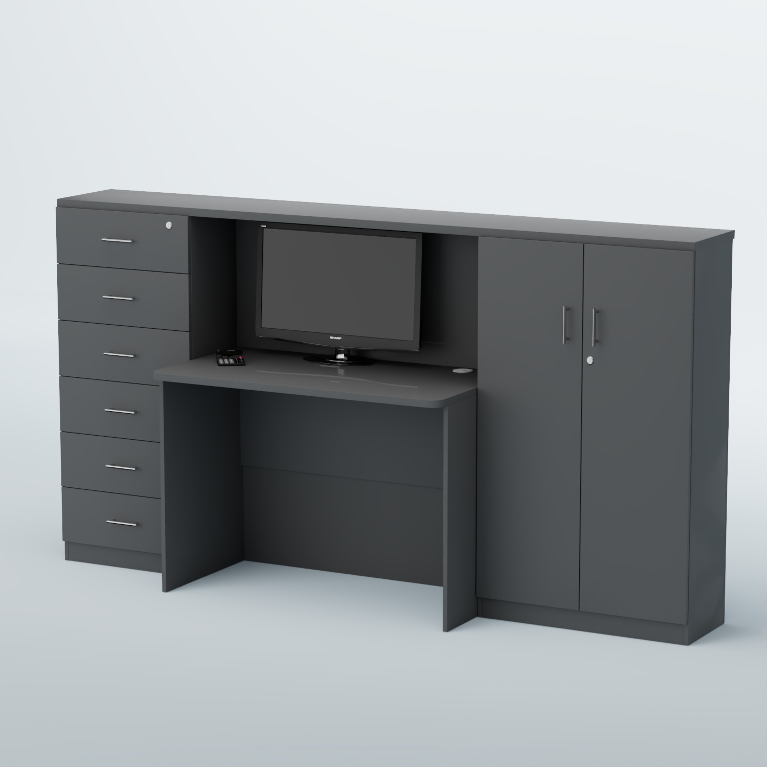 Ресепшен с тумбами и выдвижными ящиками ВЕГА №2 Темно-Серый