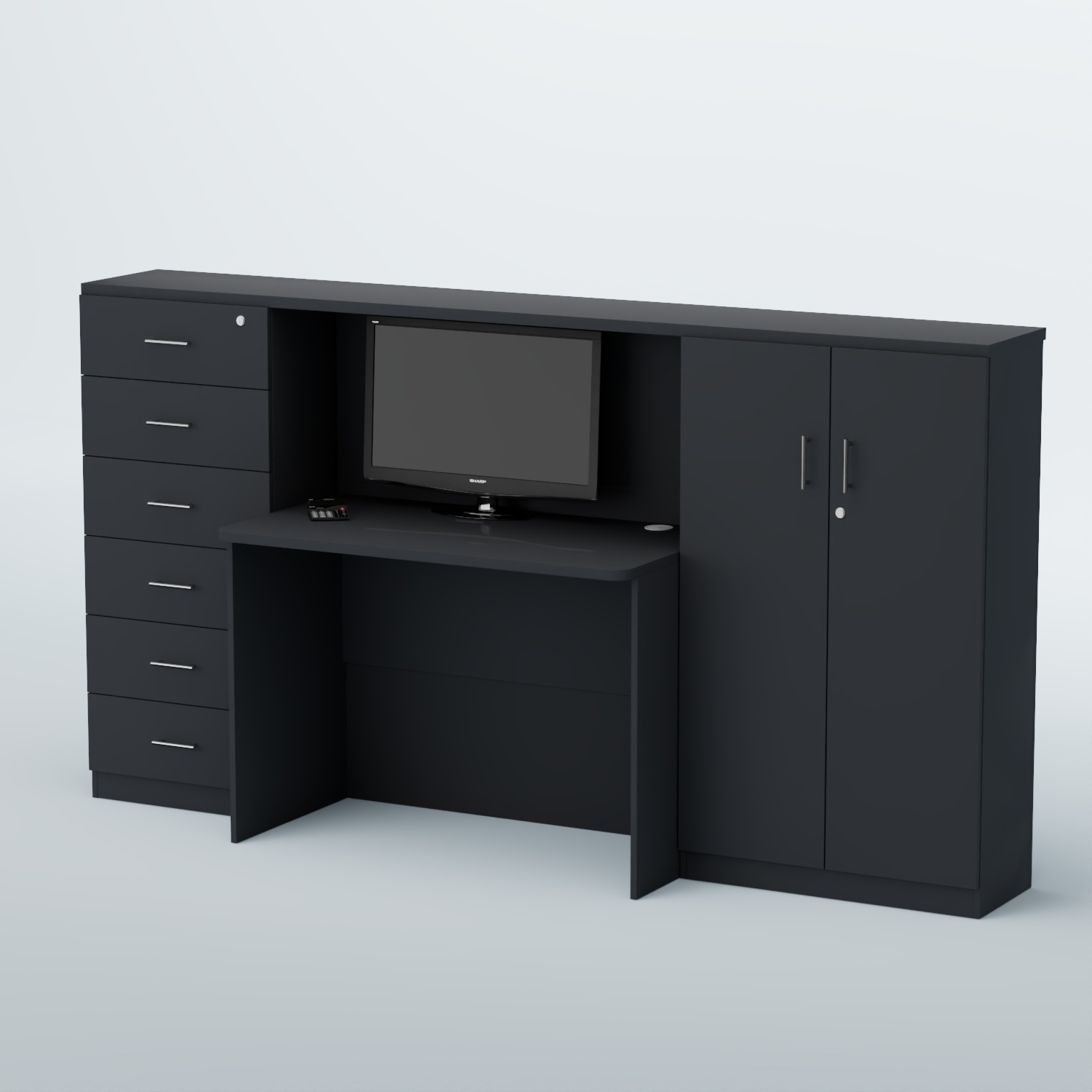 Ресепшен с тумбами и выдвижными ящиками ВЕГА №2 Антрацит