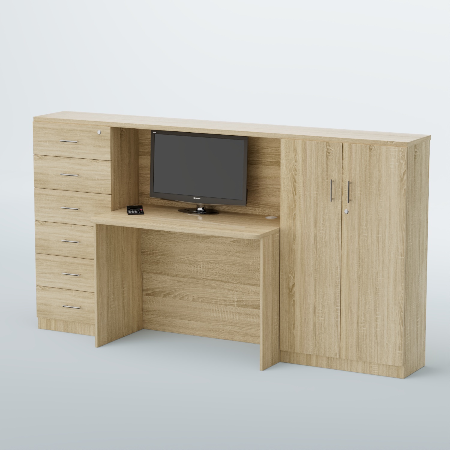 Ресепшен с тумбами и горизонтальным декором ВЕГА №2Д Дуб сонома