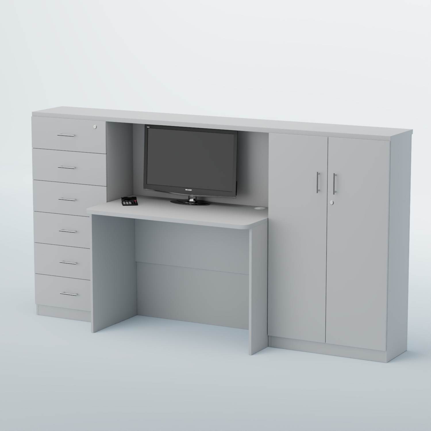 Ресепшен с тумбами и горизонтальным декором ВЕГА №2Д Белый