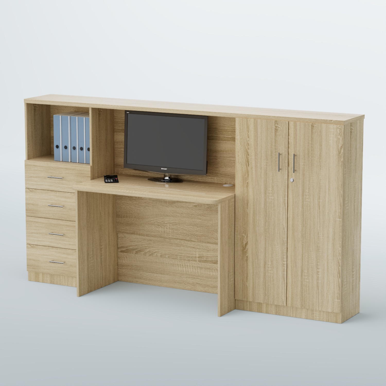 Ресепшен с тумбами и полками ВЕГА №3 Дуб сонома