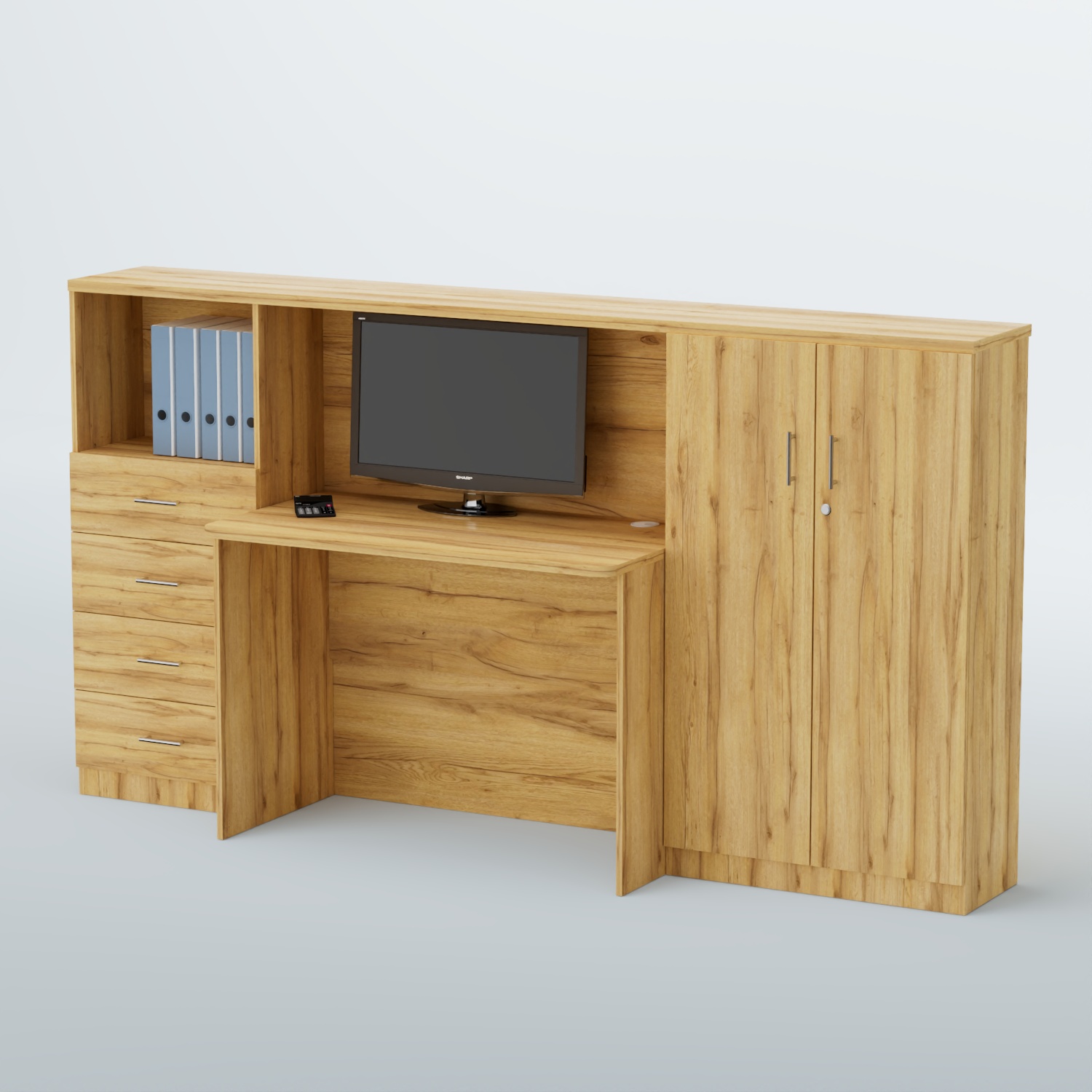 Ресепшен с тумбами и полками ВЕГА №3 Дуб Золотистый