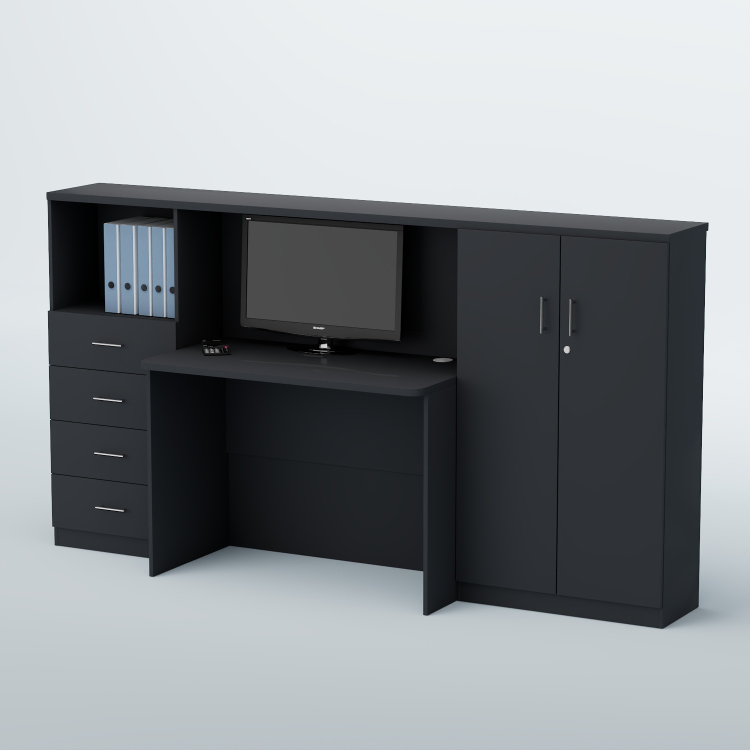 Ресепшен с тумбами и полками ВЕГА №3 Антрацит