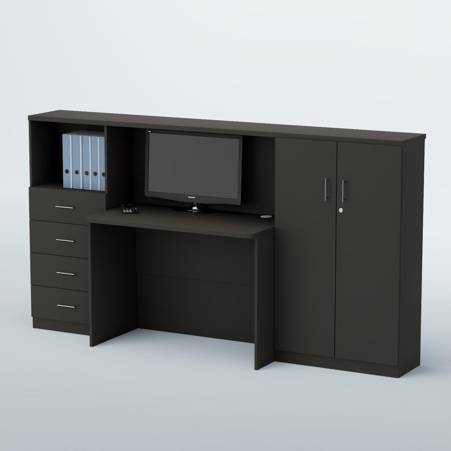 Ресепшен с тумбами и декорированным фасадом ВЕГА №3Д Черный