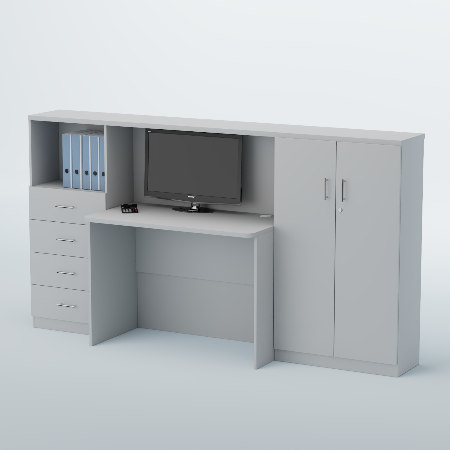 Ресепшен с тумбами и декорированным фасадом ВЕГА №3Д Белый