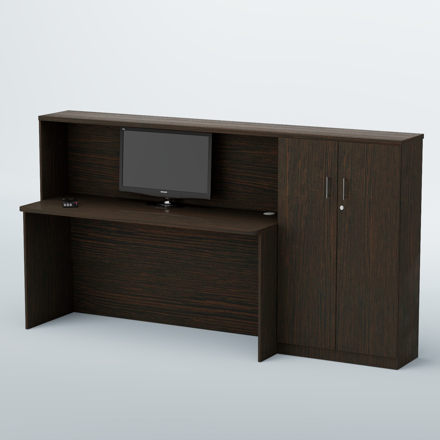 Ресепшен с большим столом и тумбами ВЕГА №4Д Дуб Венге