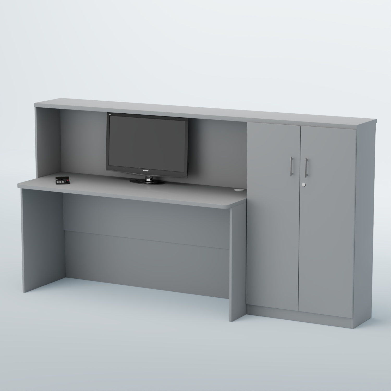 Ресепшен с большим столом и тумбами ВЕГА №4Д Серый