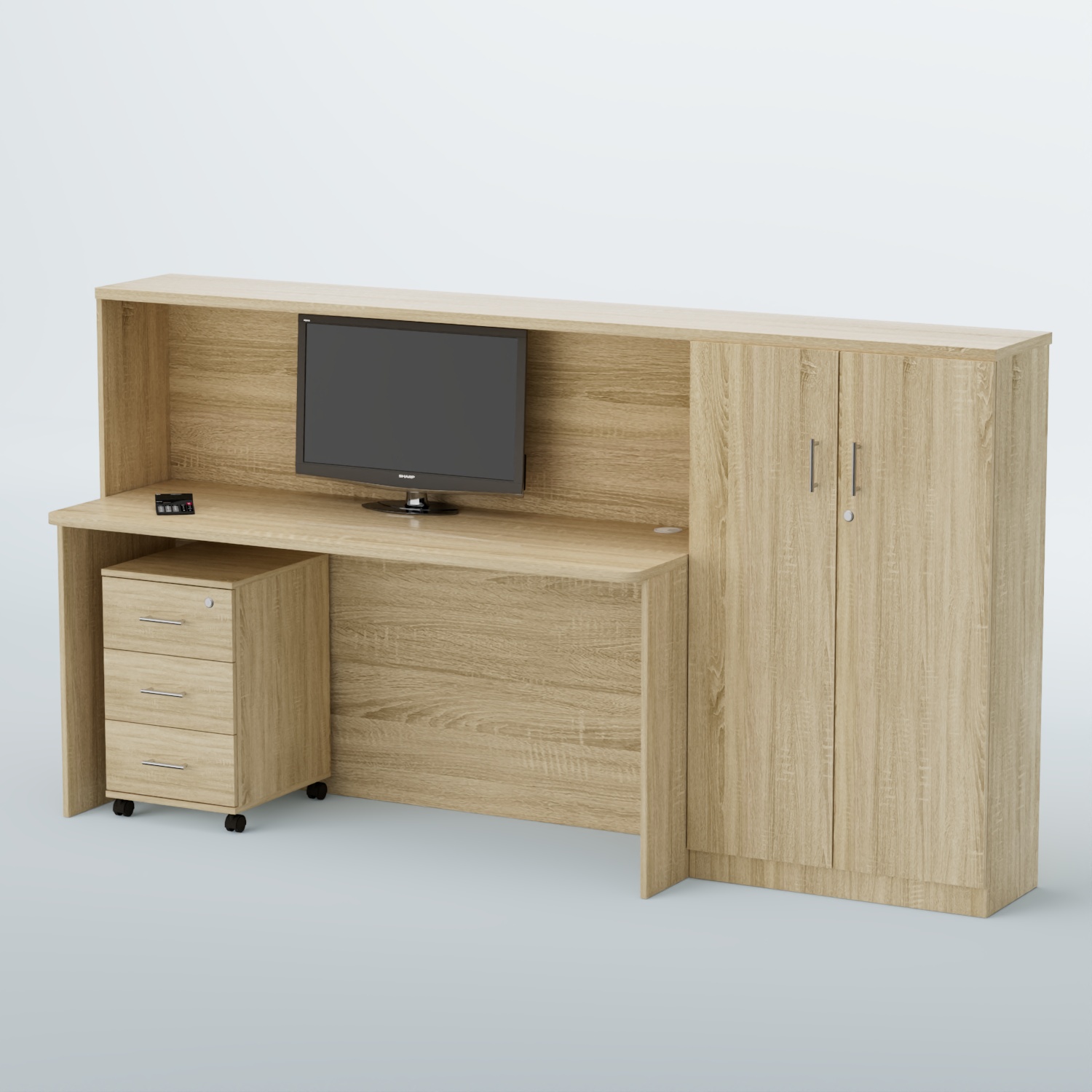 Ресепшен с тумбой и шкафом ВЕГА №5Д Дуб сонома