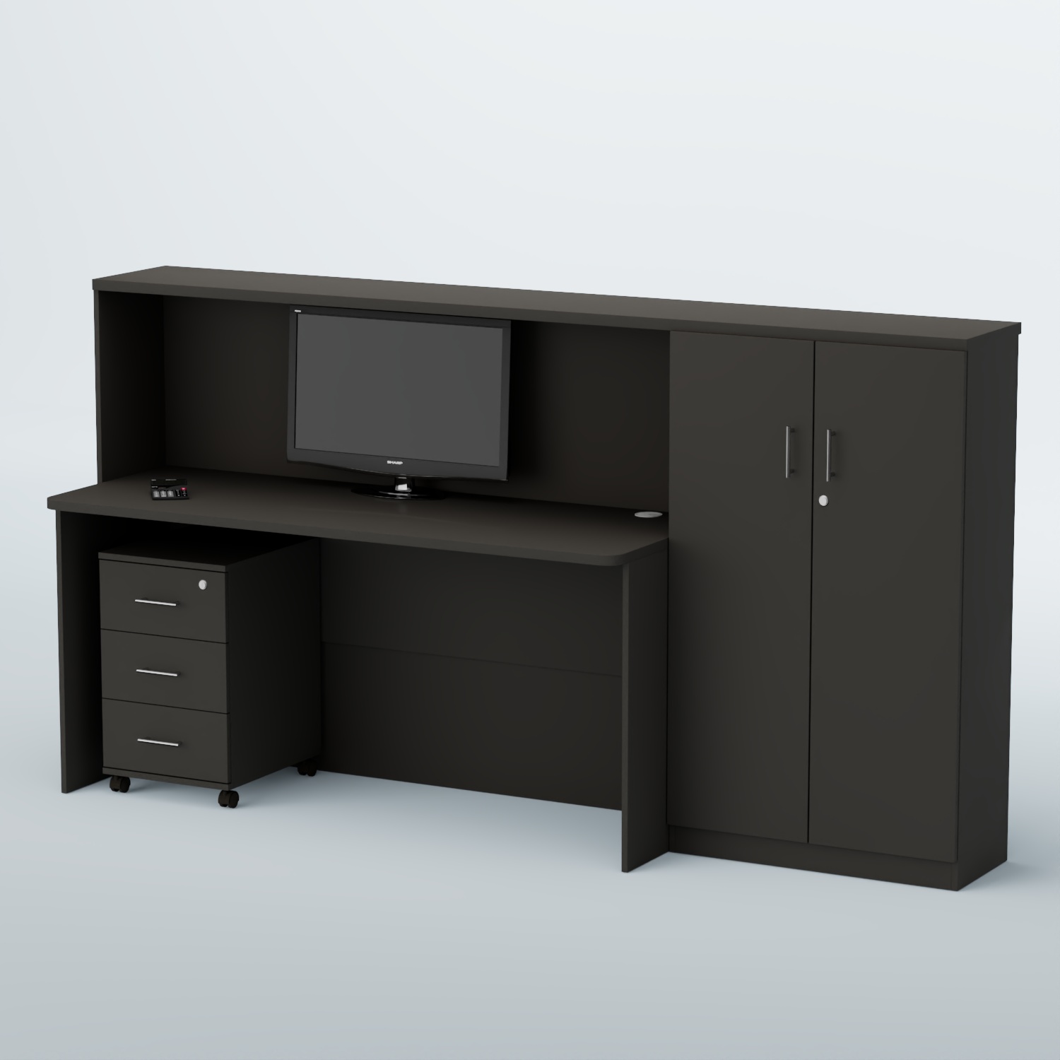 Ресепшен с тумбой и шкафом ВЕГА №5Д Черный