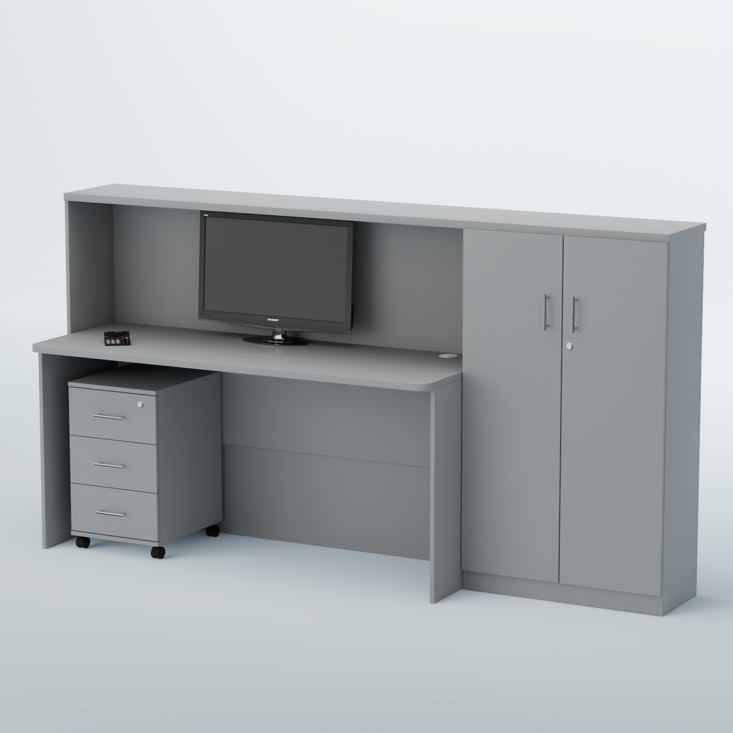 Ресепшен с тумбой и шкафом ВЕГА №5Д Серый