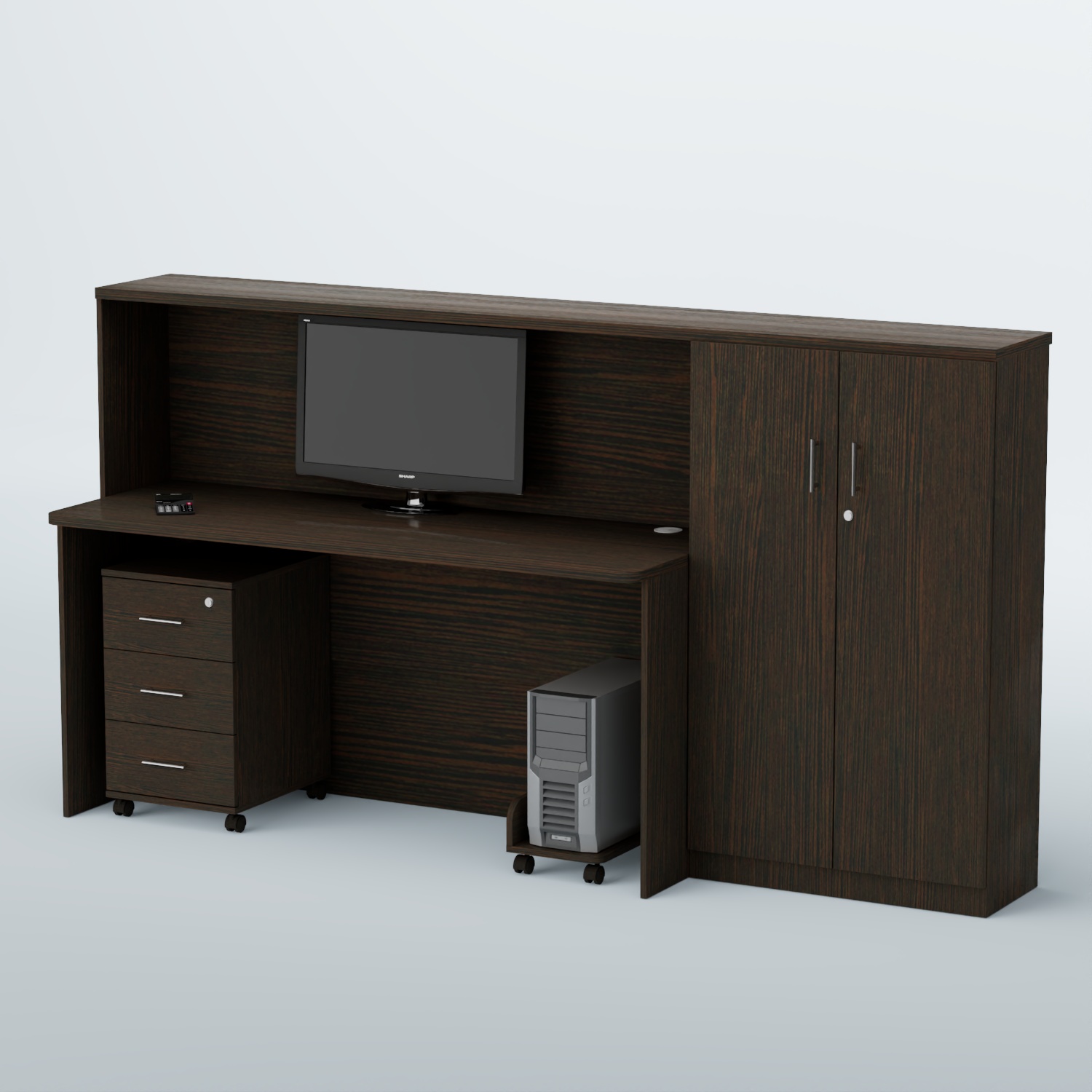 Ресепшен с тумбами и подставкой под системный блок ВЕГА №6 Дуб Венге