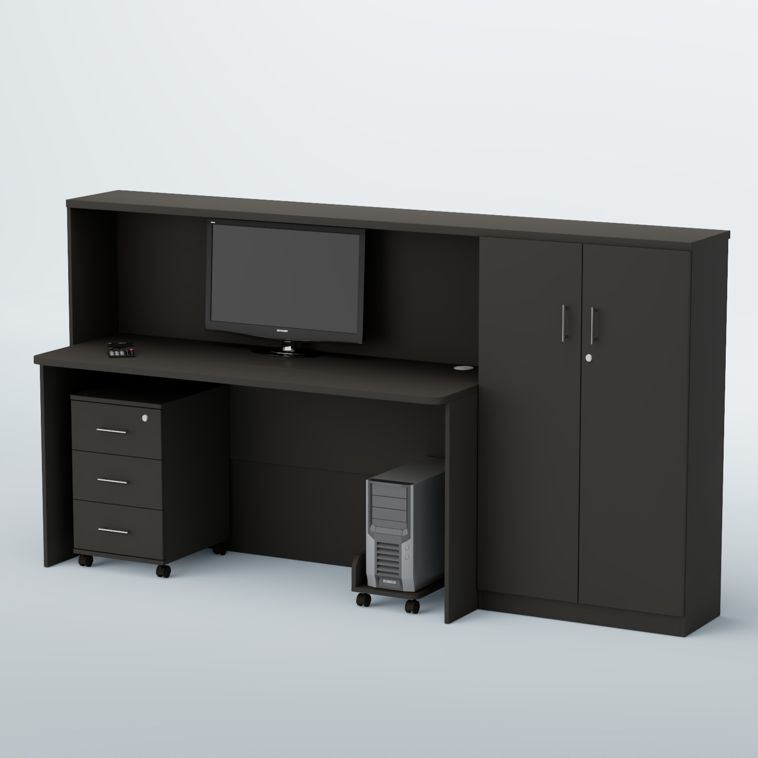 Ресепшен с тумбами и подставкой под системный блок ВЕГА №6 Черный