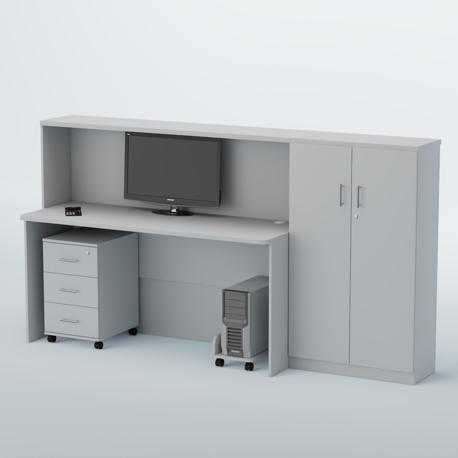 Ресепшен с тумбами и фасадными планками ВЕГА №6Д Белый