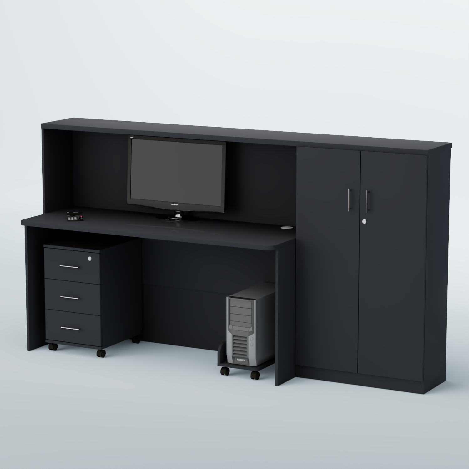 Ресепшен с тумбами и фасадными планками ВЕГА №6Д Антрацит