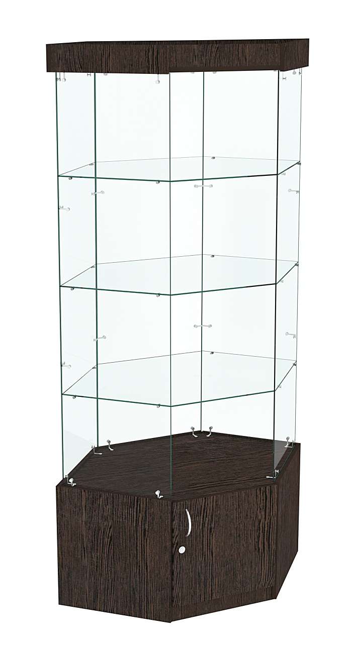 Витрина "Истра" угловая №117, шестигранная (З.С-стекло), без дверей Дуб Венге
