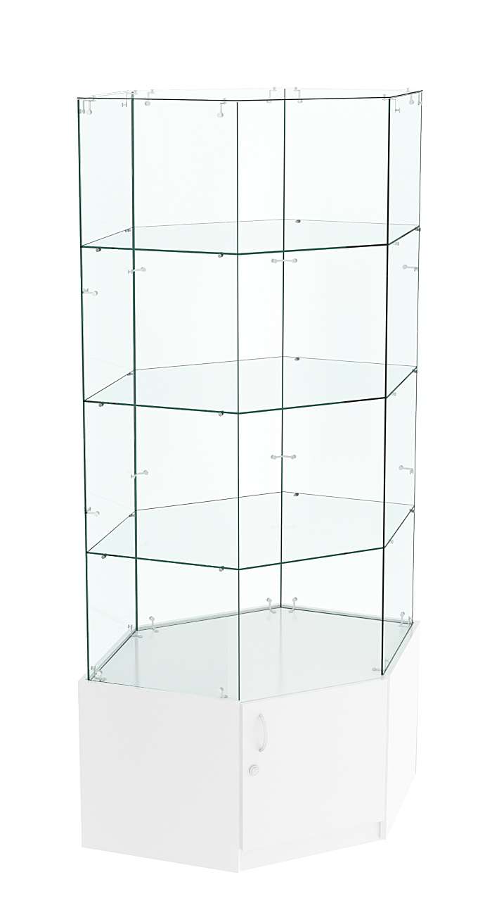 Витрина "Истра" угловая №118, шестигранная (З.С-стекло) без дверей Белый