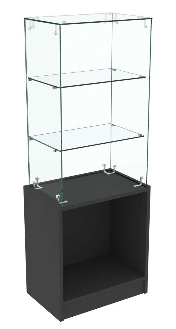 Узкий стеклянный прилавок СЛИМ №102 без дверей Черный
