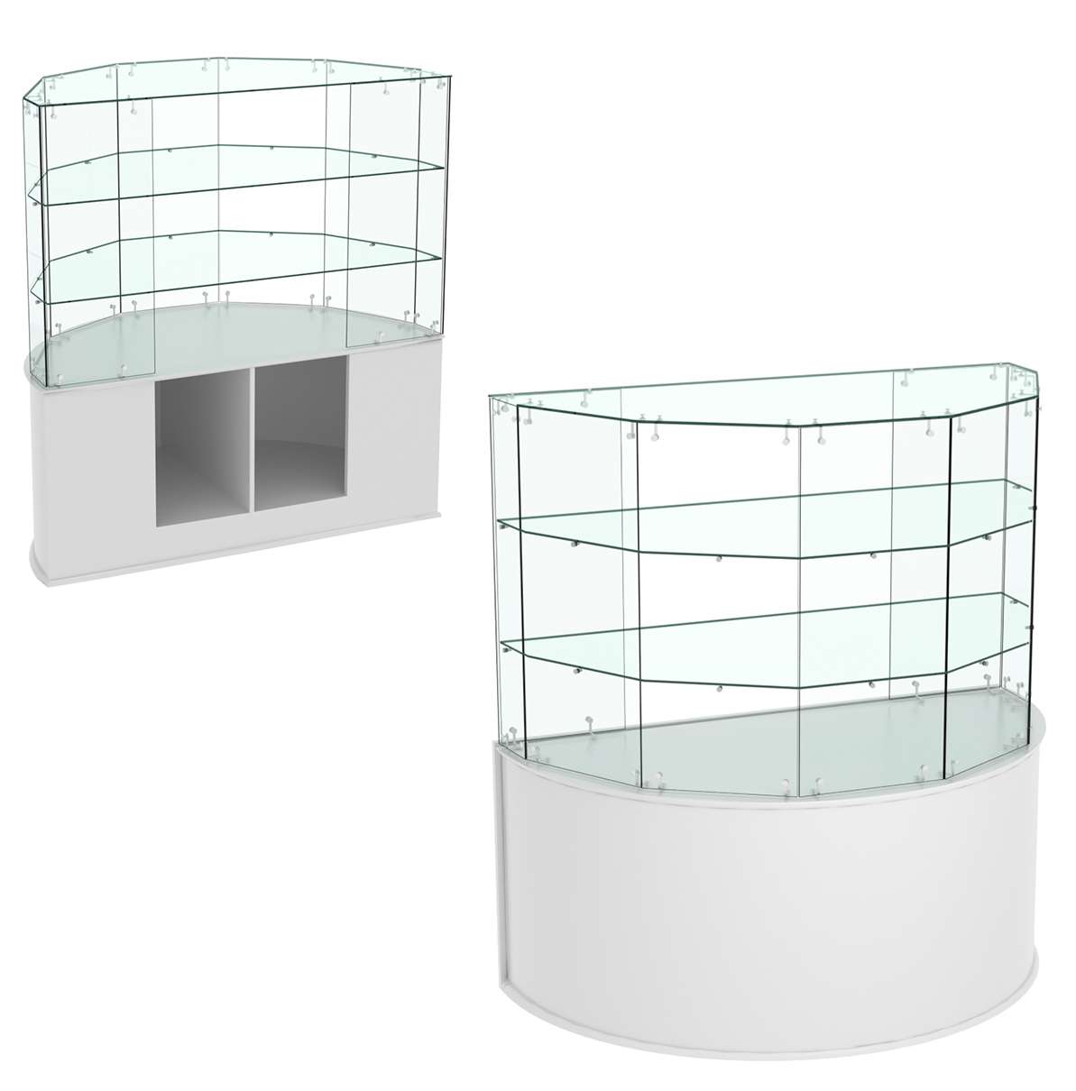 Стеклянный прилавок СЛИМ №104 полукруглый Серый