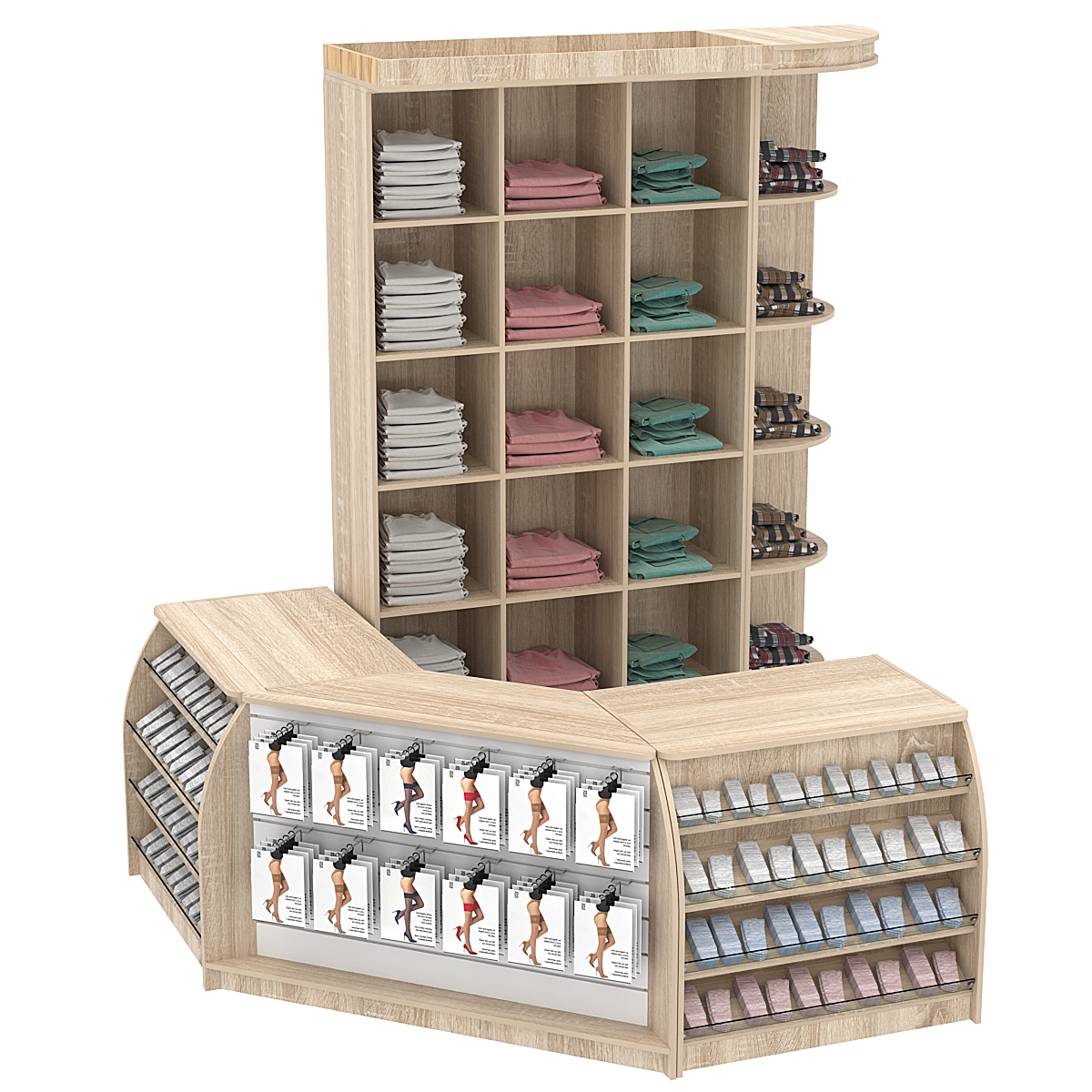 Комплект кассовой зоны со стеллажами - ячейками №1 Дуб сонома