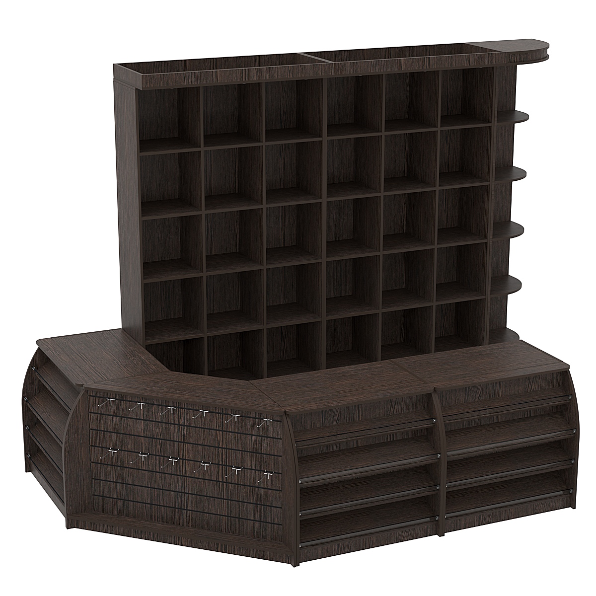 Комплект кассовой зоны со стеллажами - ячейками средний №2 Дуб Венге