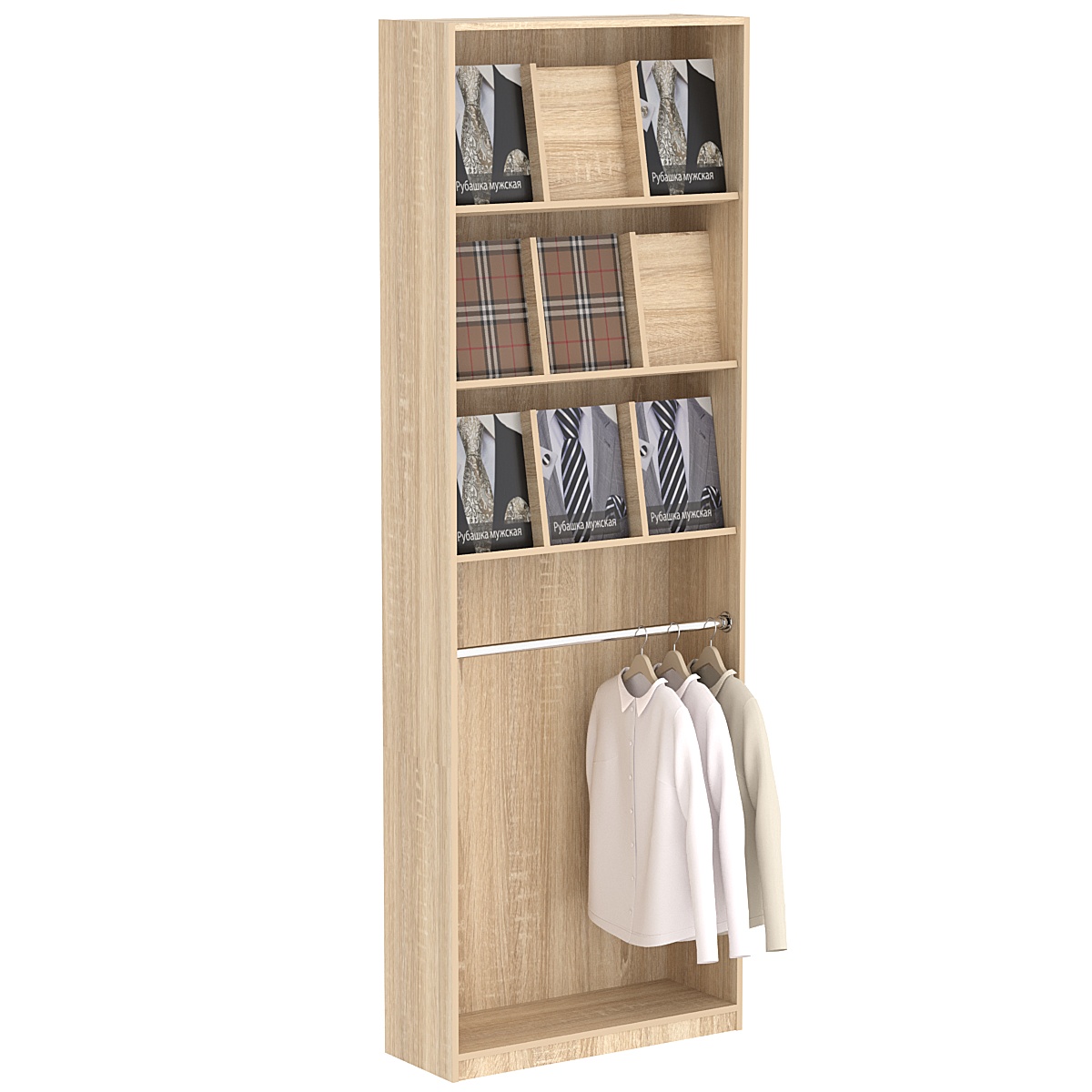 Торговый высокий стеллаж для одежды №1 Дуб сонома