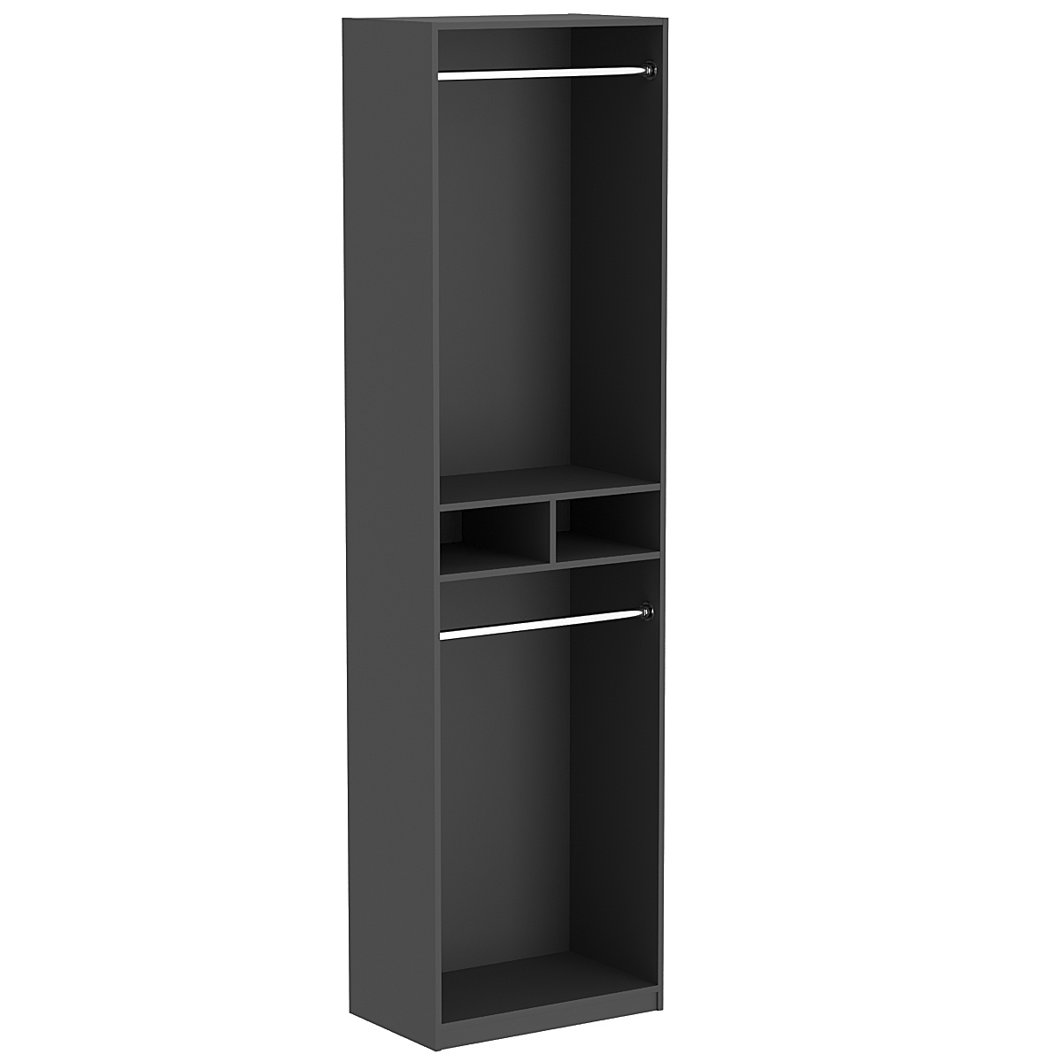 Торговый стеллаж с хромированными штангами и двумя ячейками для одежды №2 Черный