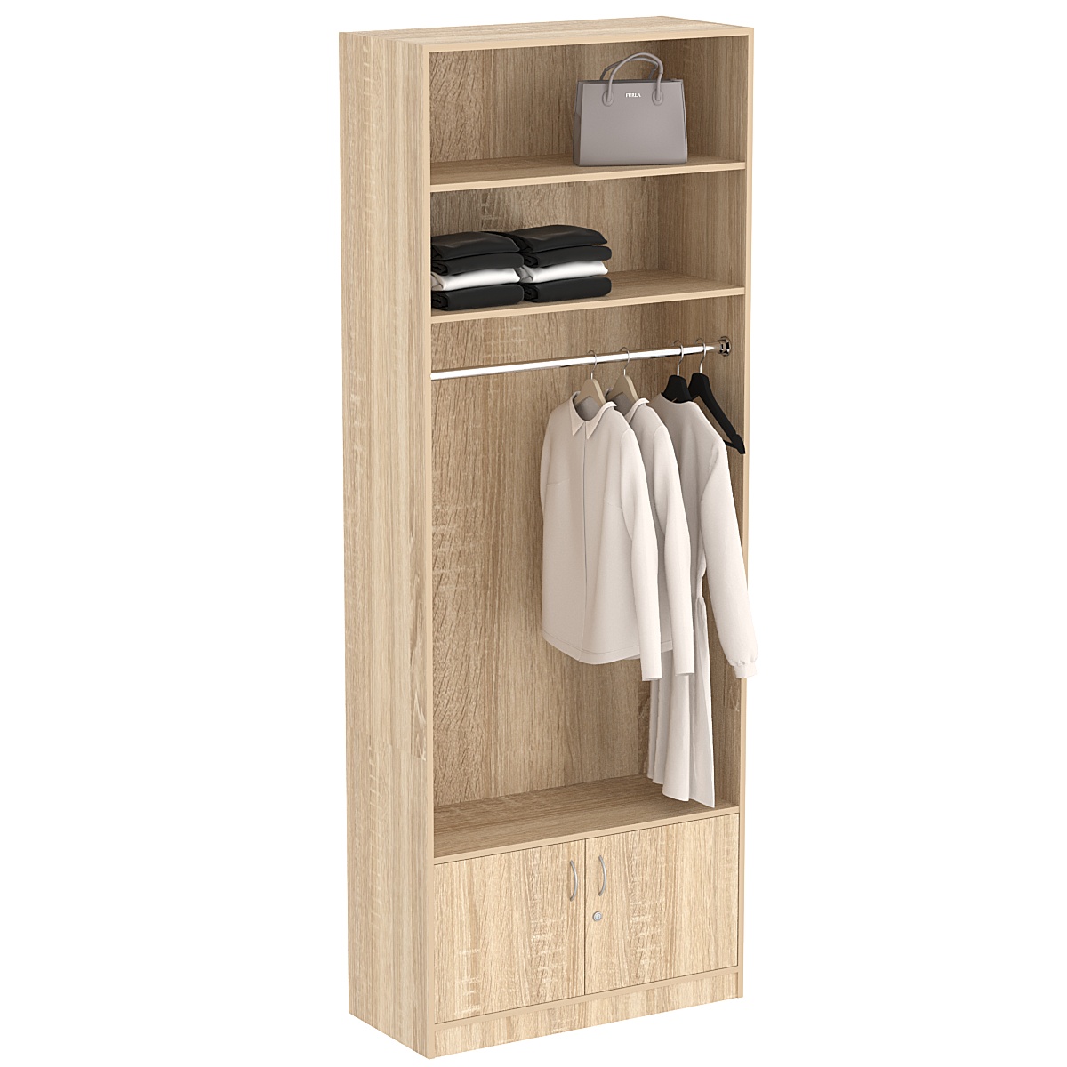 Торговый стеллаж с каркасом из ДСП для одежды №8 Дуб сонома