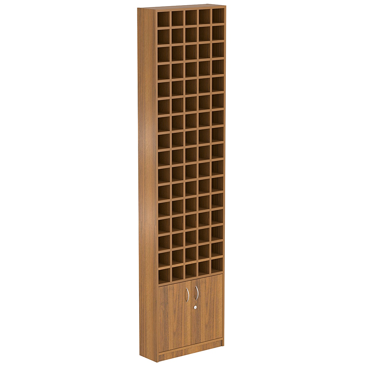 Торговый стеллаж с накопителем и ячейками для галстуков №2 Орех
