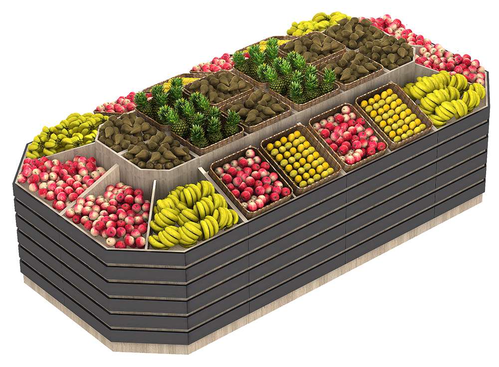Островной овощной развал с декором FRUIT-COURT №7 Дуб Золотистый