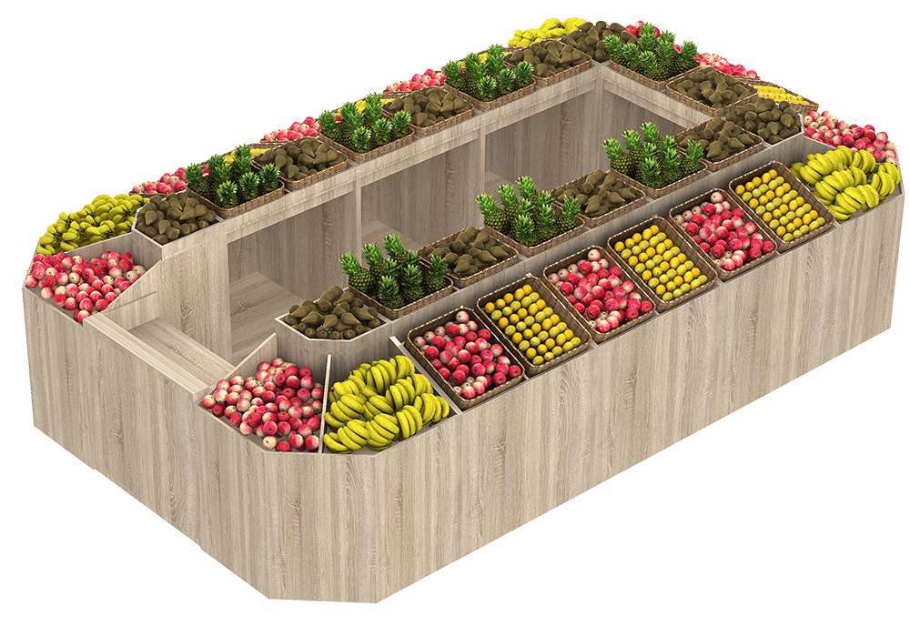 Торговый островок-павильон для овощей и фруктов FRUIT-COURT №3 Дуб Золотистый