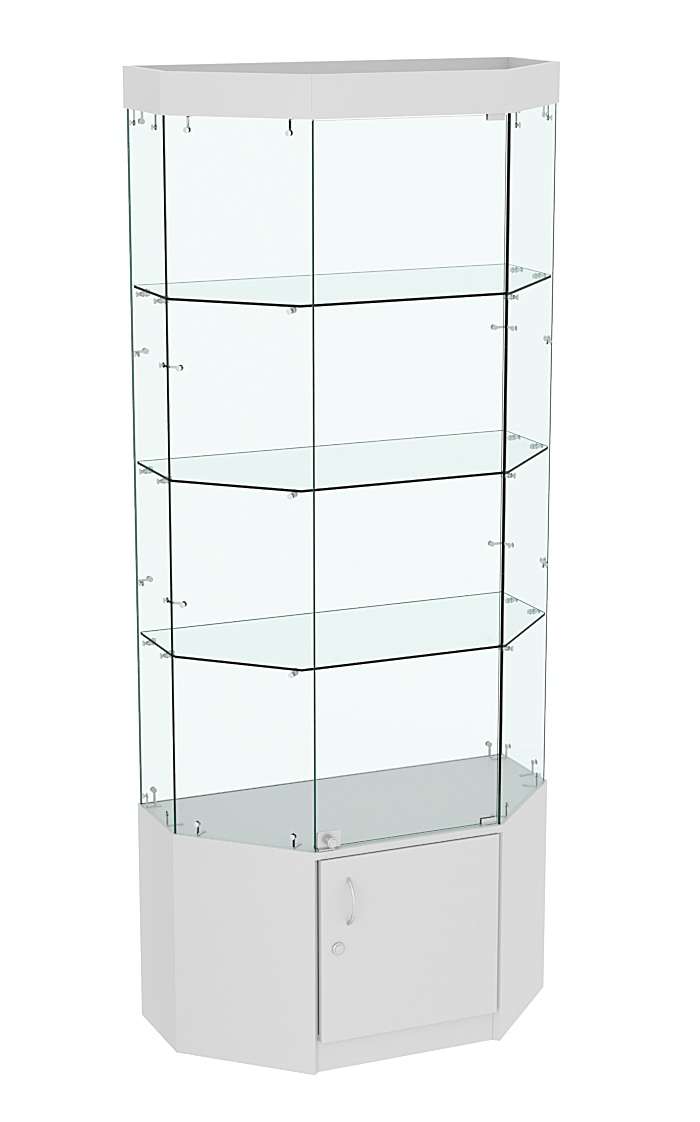Стеклянная витрина Истра Трапеция с тремя полками и подсветкой №801 Серый