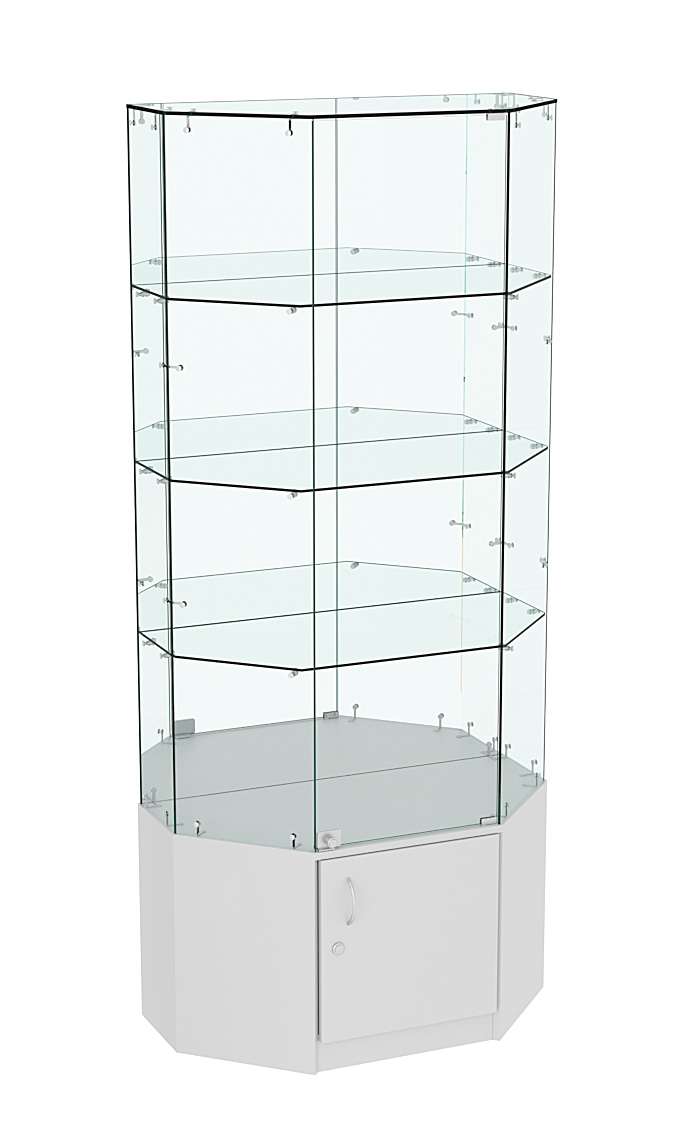 Стеклянная витрина Истра Трапеция зеркальная с прозрачным верхом №807 Серый