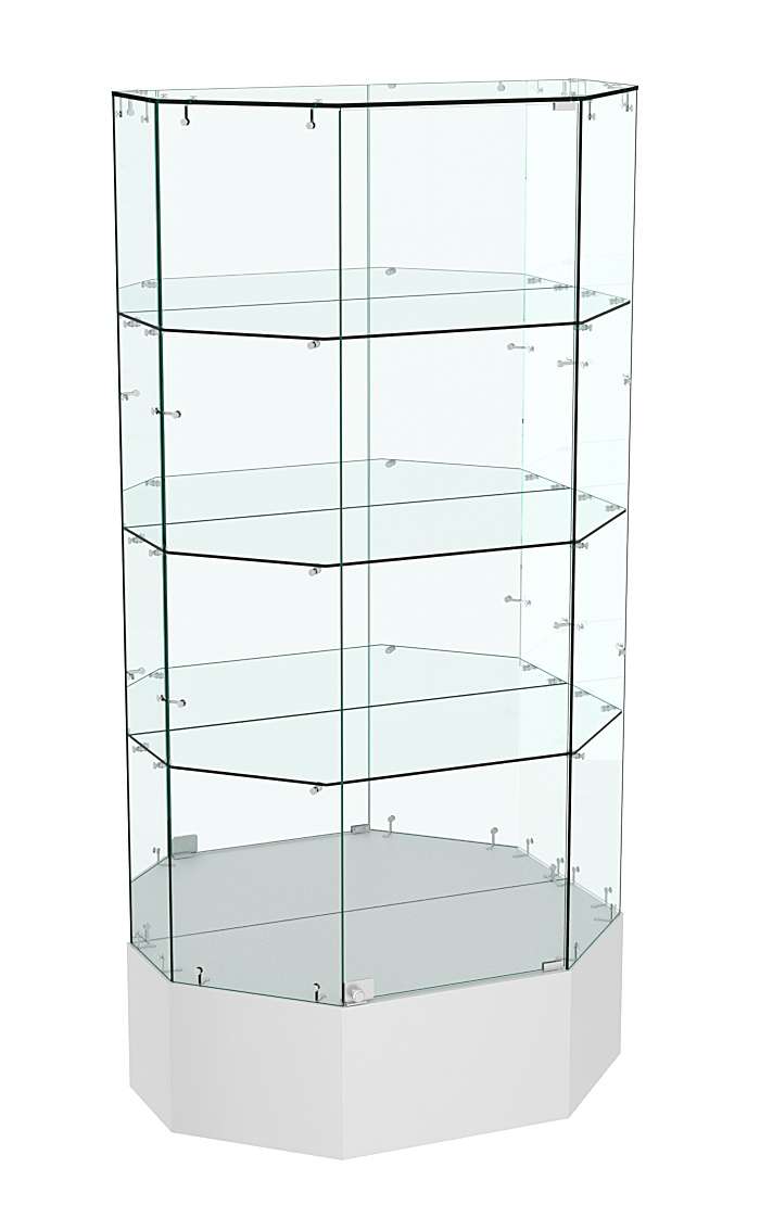 Стеклянная витрина Истра Трапеция зеркальная на подиуме №811 Серый