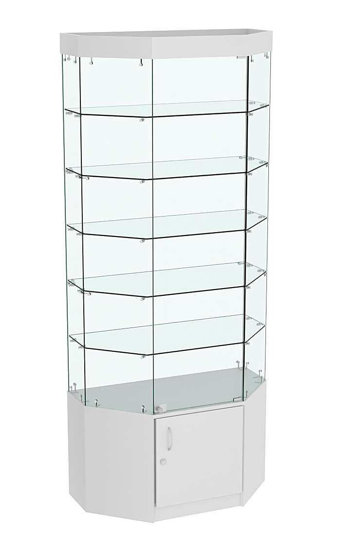 Стеклянная витрина Истра Трапеция с пятью полками и подсветкой №821 Серый