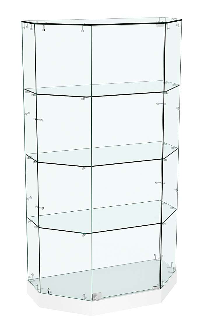 Стеклянная витрина Хит Продаж Трапеция с тремя полками малая №835 Белый