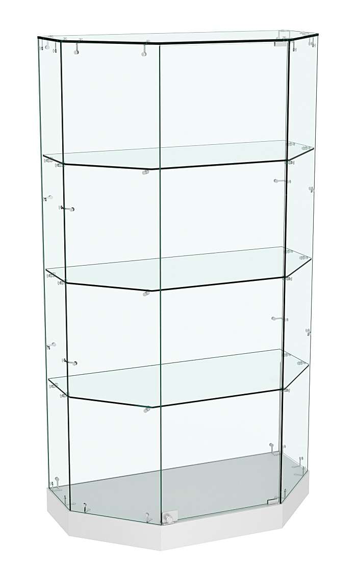 Стеклянная витрина Хит Продаж Трапеция с тремя полками малая №835 Серый