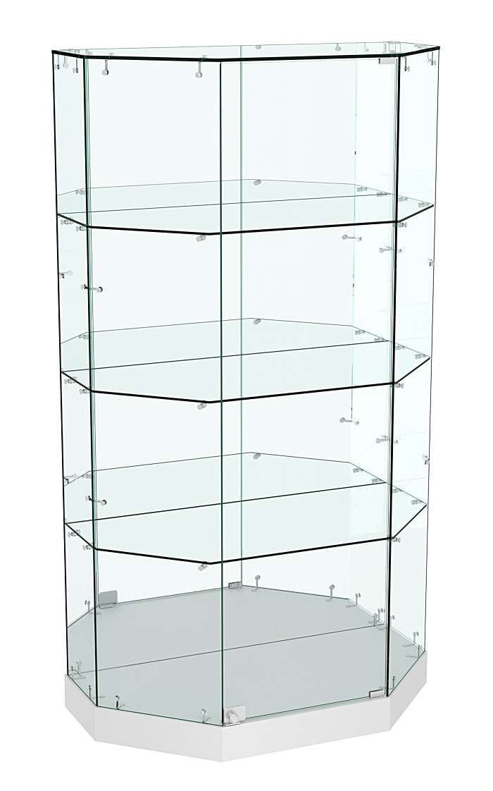Стеклянная витрина Хит Продаж Трапеция с тремя полками зеркалом малая №837 Серый