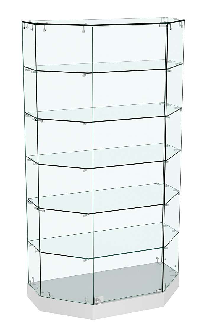 Стеклянная витрина Хит Продаж Трапеция с пятью полками малая №855 Серый