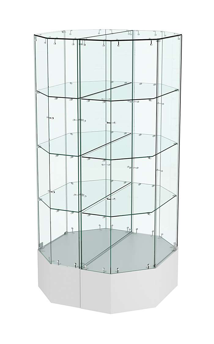 Стеклянная островная витрина на подиуме серии Истра №809-О Серый