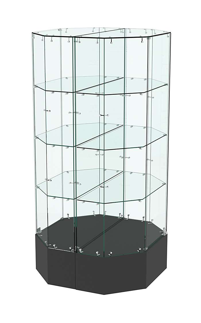 Стеклянная островная витрина на подиуме серии Истра №809-О Черный