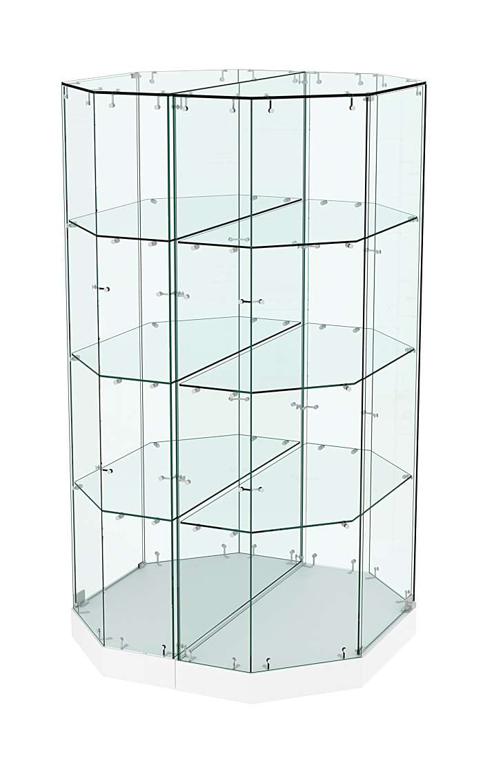 Стеклянная островная низкая витрина Хит Продаж №835-О Белый