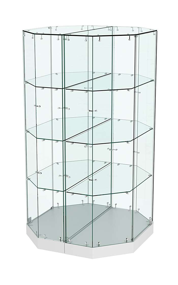 Стеклянная островная низкая витрина Хит Продаж №835-О Серый