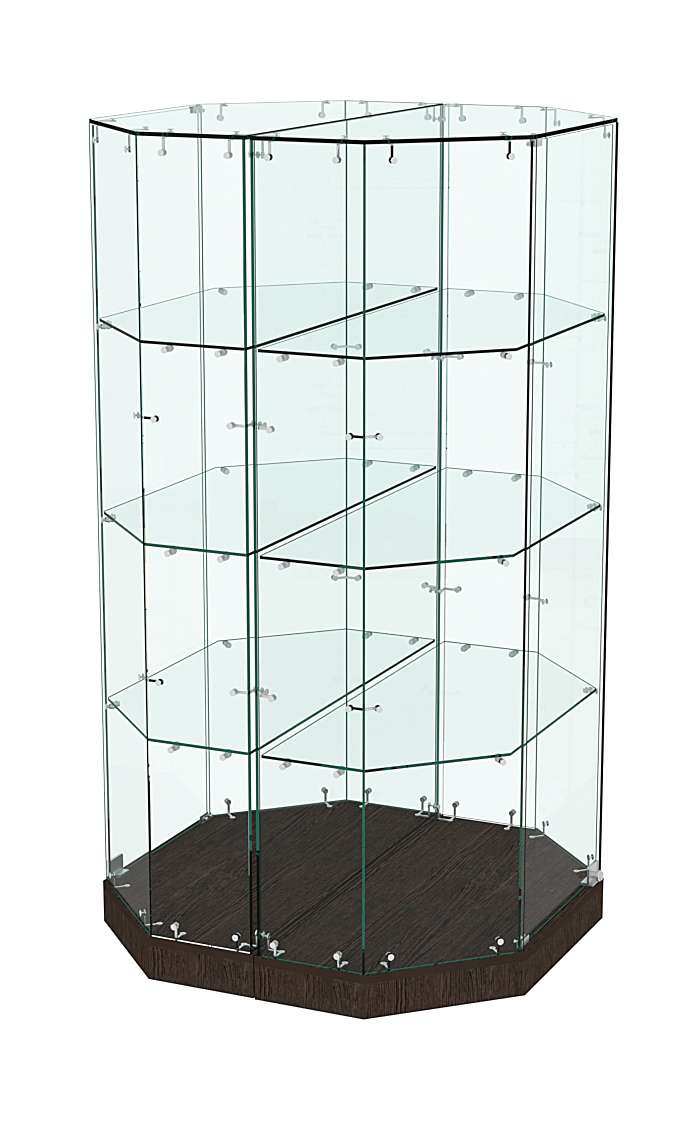 Стеклянная островная низкая витрина Хит Продаж №835-О Дуб Венге