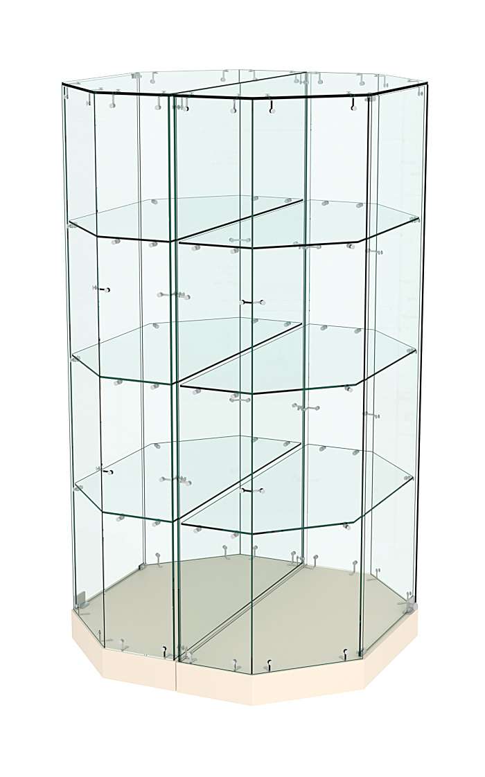 Стеклянная островная низкая витрина Хит Продаж №835-О Крем Вайс