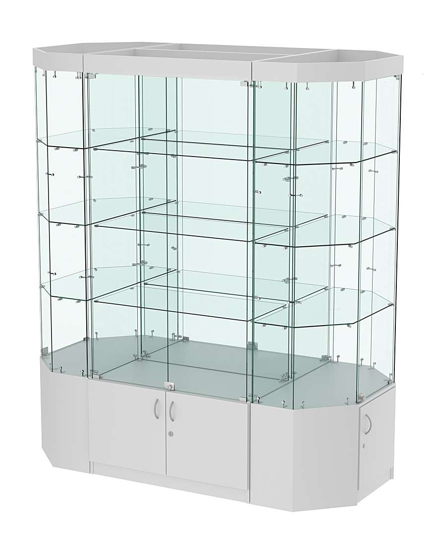 Стеклянная островная большая витрина с подсветкой серии Истра №801-О-900 Серый