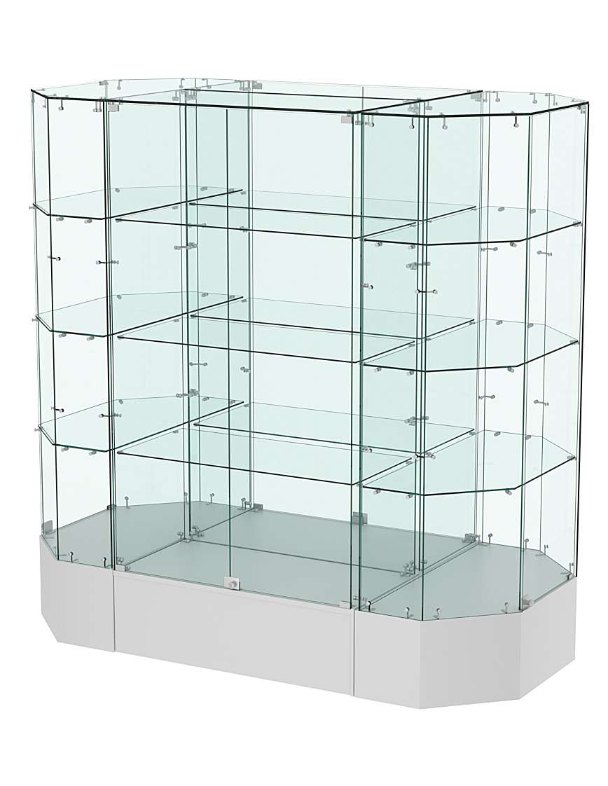 Стеклянная островная большая на подиуме витрина серии Истра №809-О-900 Серый