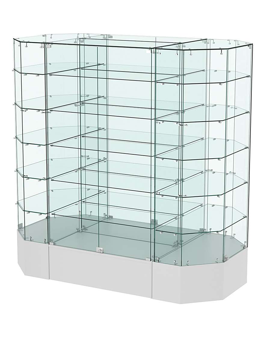 Стеклянная островная большая витрина обзорная серии Истра №829-О-900 Серый