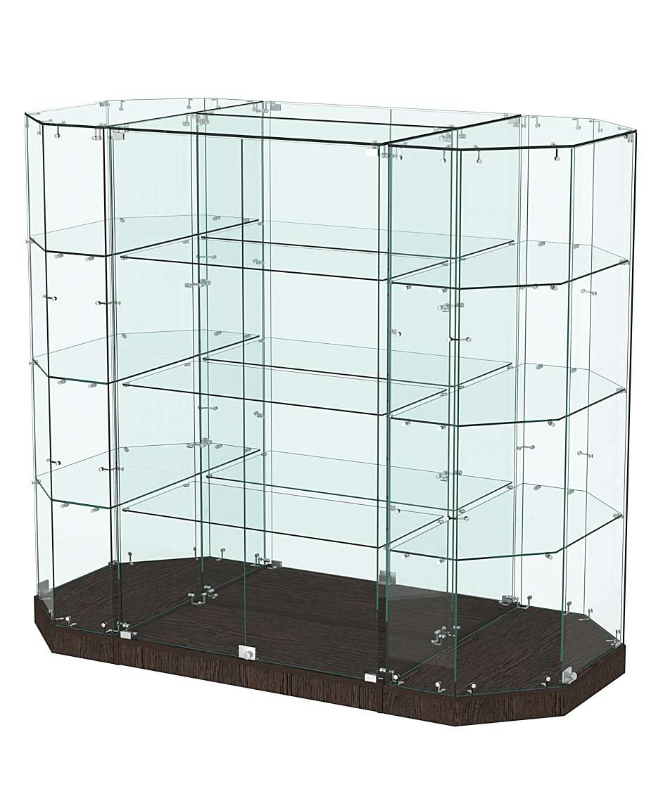 Стеклянная островная низкая с дверками витрина Хит Продаж №835-О-900 Дуб Венге